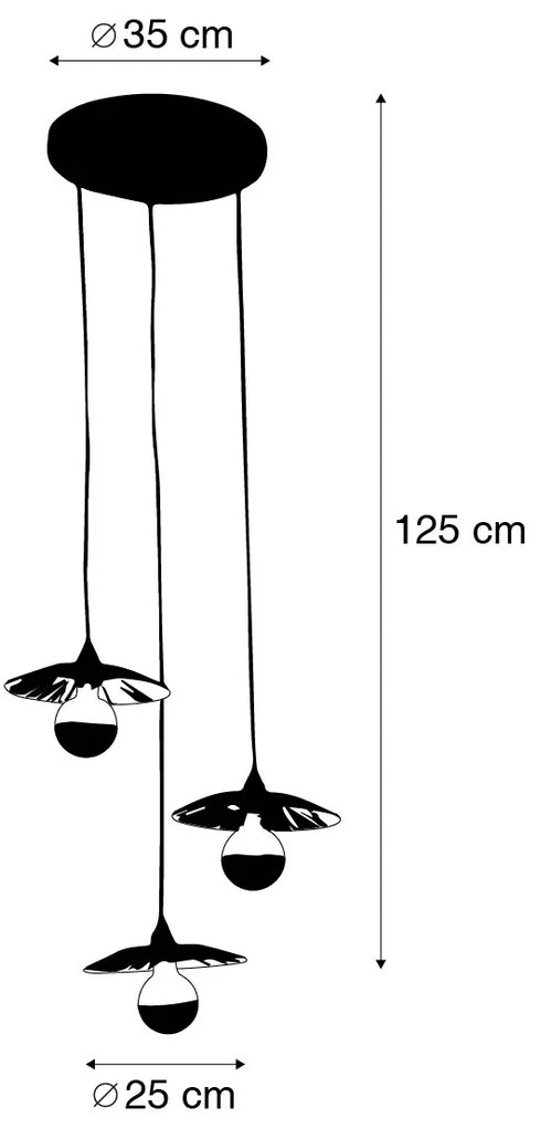 Landelijke hanglamp zwart met touw 3-lichts - Leia