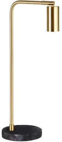 Marmeren Tafellamp, Metaal, E27 Fitting, â15x28cm, Messing / Zwart