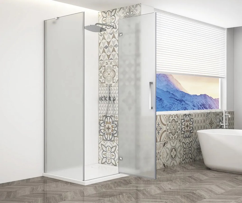 Gelco Trinity douchecabine met mat glas 100x80cm rechts chroom