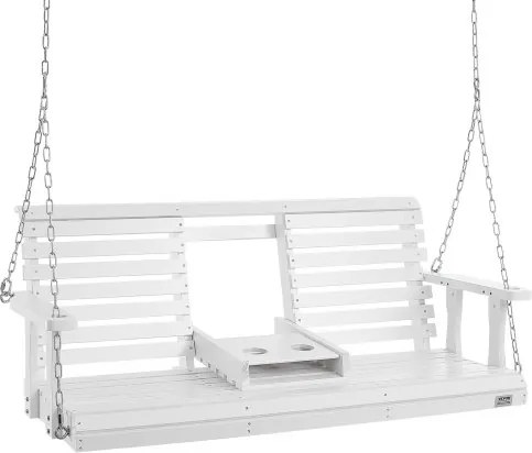 VEVOR Cederhouten veranda schommel, 1523x710x600mm, patio schommel voor tuin en terras, verbeterde draagkracht van ca. 400 kg, robuuste schommelstoelbank met ophangkettingen voor buitengebruik, wit