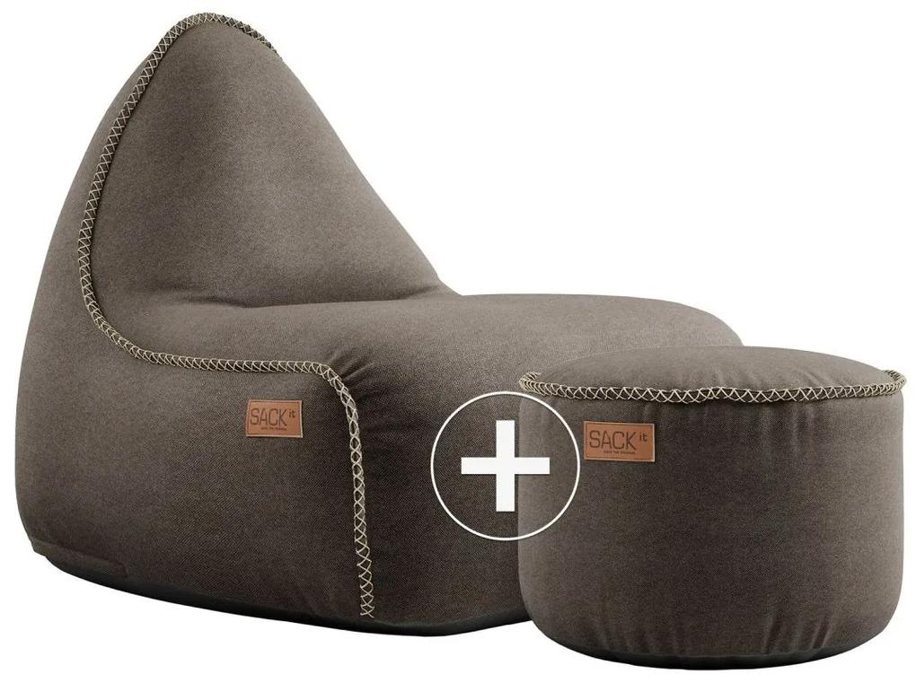 SACKit Canvas Lounge Chair & Pouf - Donkerbruin