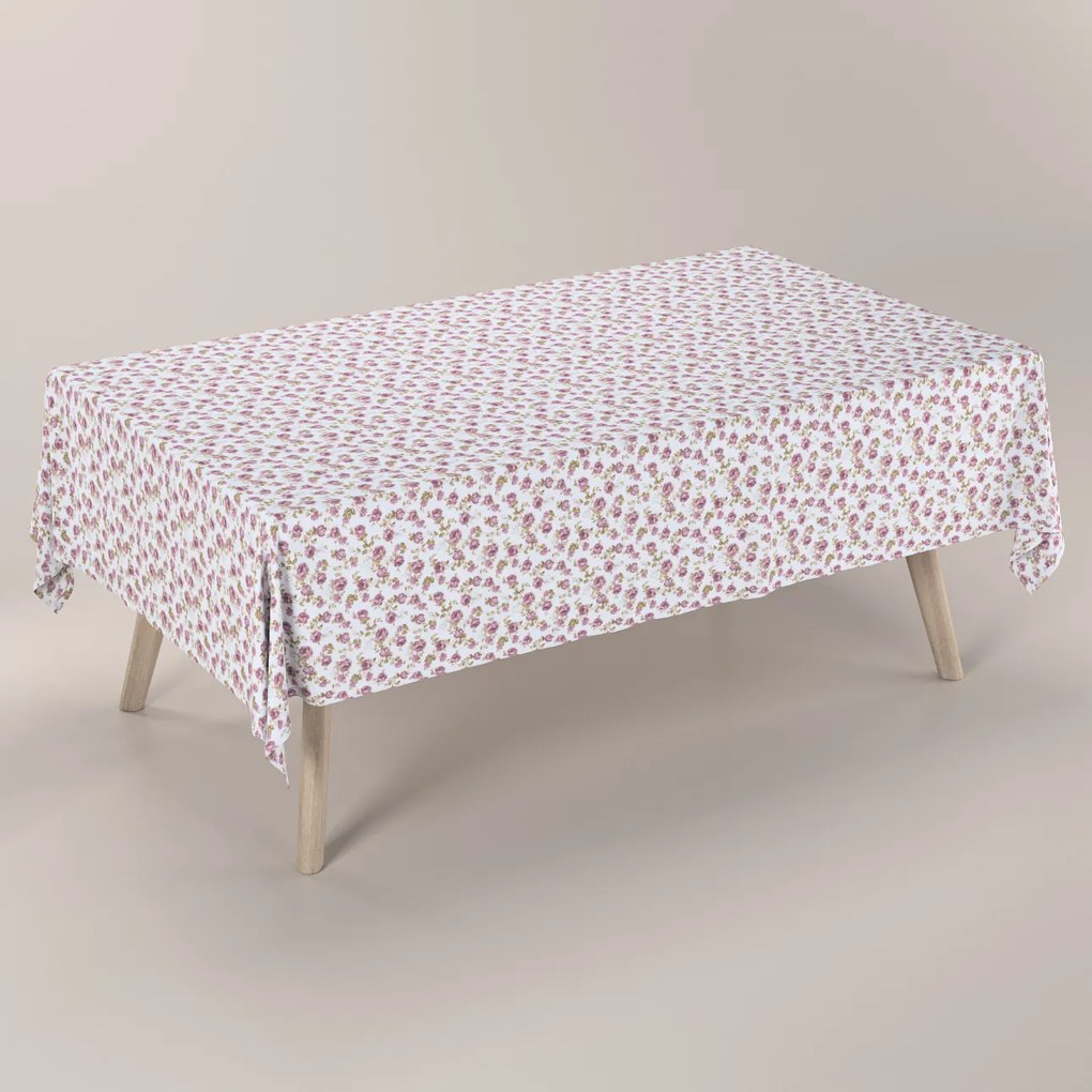 Dekoria Rechthoekig tafelkleed, wit-roze, 130 x 130 cm