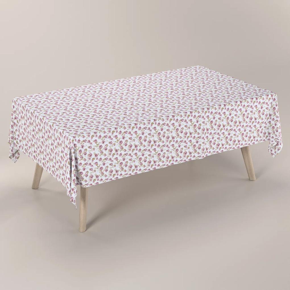 Dekoria Rechthoekig tafelkleed, wit-roze, 130 x 160 cm