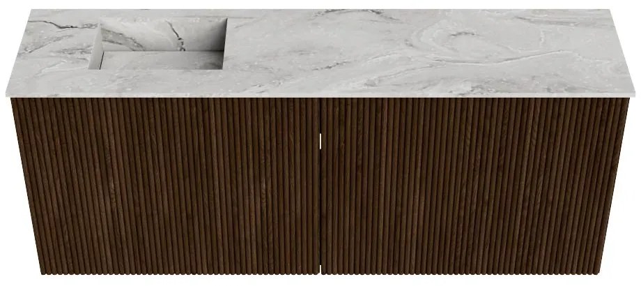 Mondiaz Joya DLux 100cm toiletmeubel walnut met wastafel faye links zonder kraangat glace