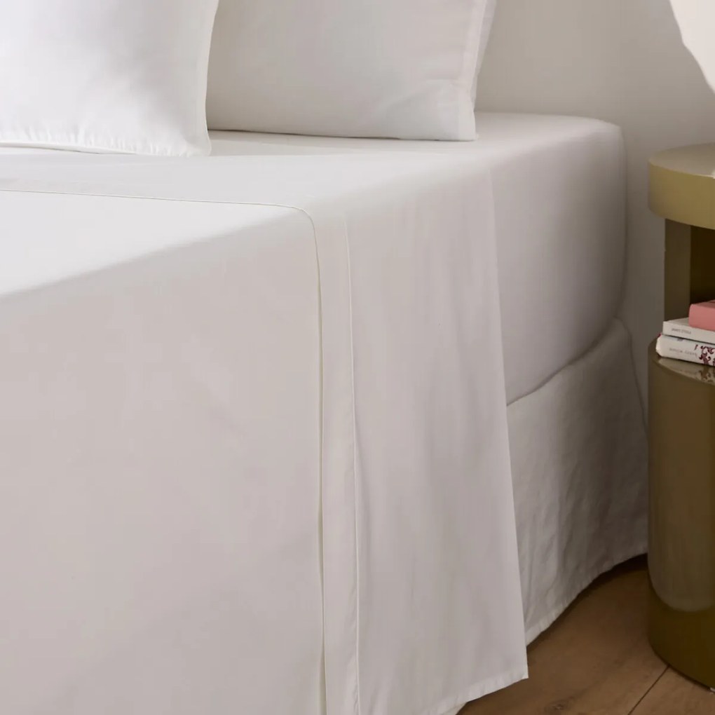 Effen katoenen satijnen laken, 153 draden, Opale