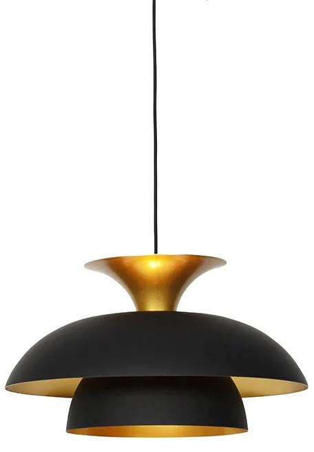 Eettafel / Eetkamer Moderne ronde hanglamp zwart met goud 3-laags - Titus Modern E27 Binnenverlichting Lamp