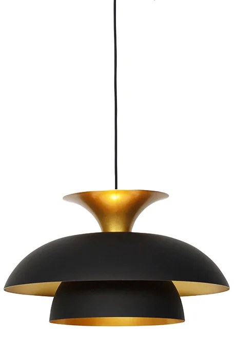 Moderne ronde hanglamp zwart met goud 3-laags - Titus