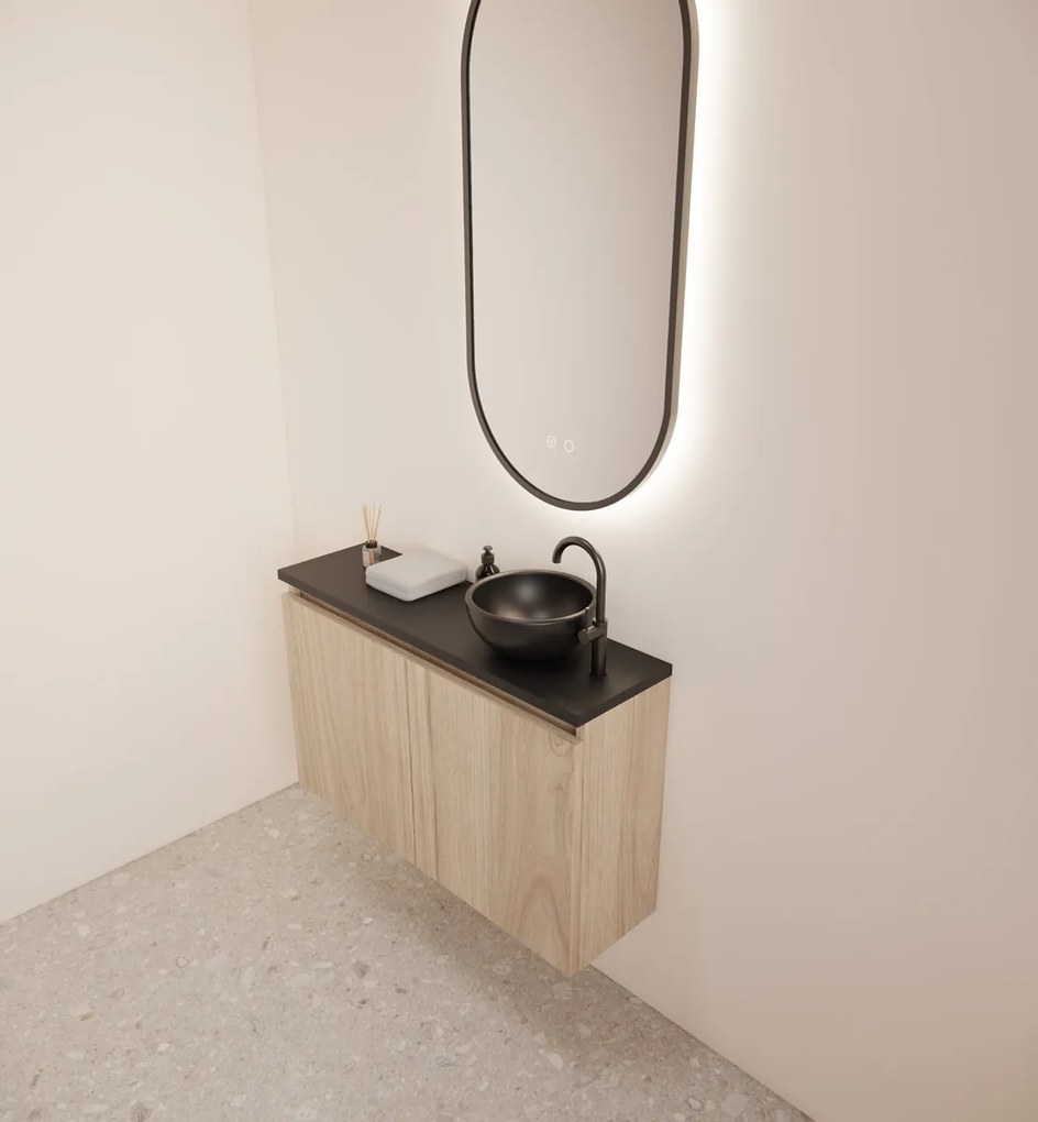 Gliss Design Echo toiletmeubel 80cm kastanje met toppaneel zwart mat