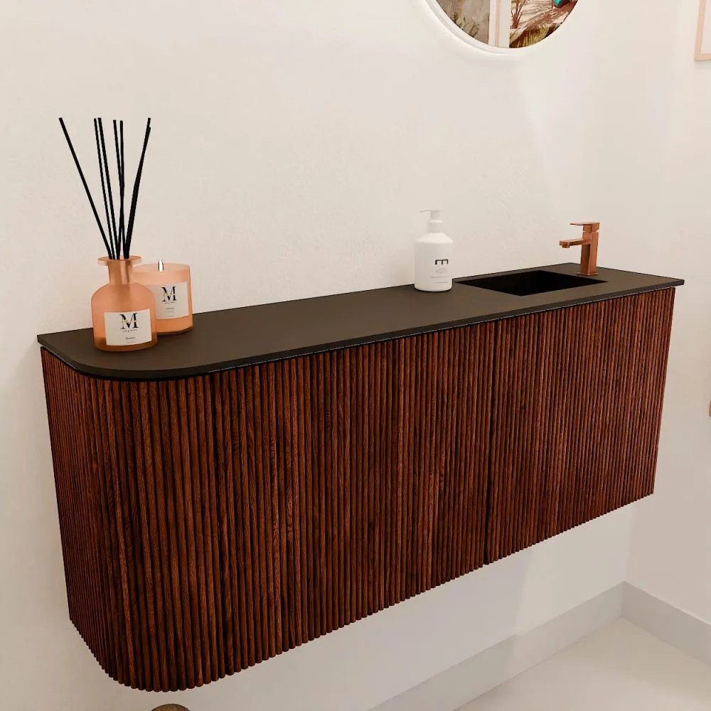 Mondiaz Joya 100cm toiletmeubel ronding links ruby met wastafel faye rechts 1 kraangat urban