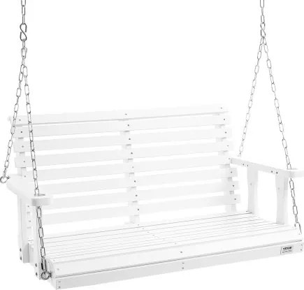 VEVOR Cederhouten veranda schommel, 1240x710x600mm, patio schommel voor tuin en terras, verbeterde draagkracht van 400 kg, robuuste schommelstoelbank met ophangkettingen voor buitengebruik, wit