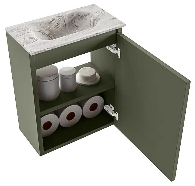 Mondiaz Ture DLux toiletmeubel 40cm army met wastafel glace midden zonder kraangat