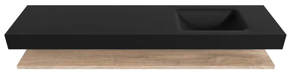 Zaro Alan badmeubel 190cm met planchet washed oak en vrijhangende wastafel cloud rechts 1 kraangat urban