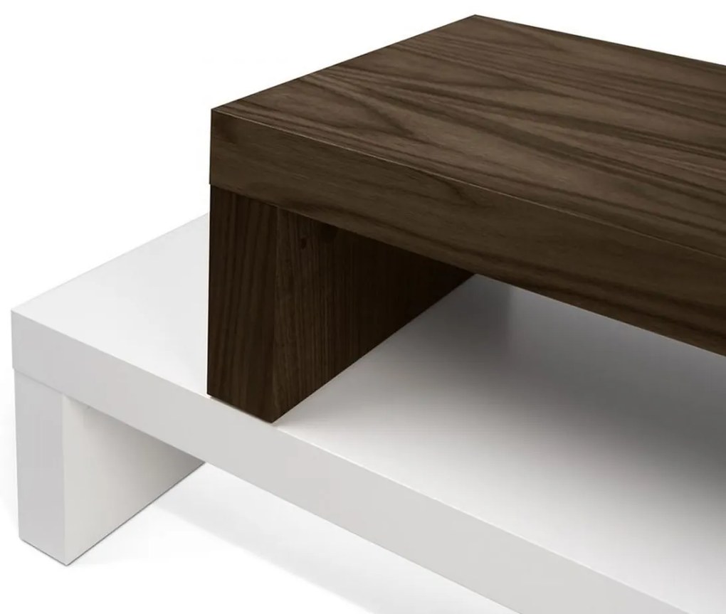 TemaHome Cliff Verstelbaar Tv-meubel Wit Met Walnoot - 125x38x20cm.