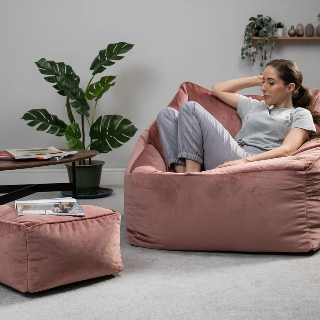 Natalia Velvet Armchair Bean Bag + Footstool