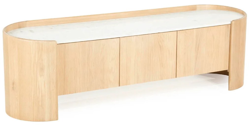 Tv-meubel Eiken Met Wit Marmer 160 Cm - 165x45x50cm.