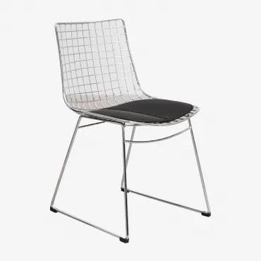 Renee Stalen Eetkamerstoel Chroom & Kunstleren Zwart - Sklum