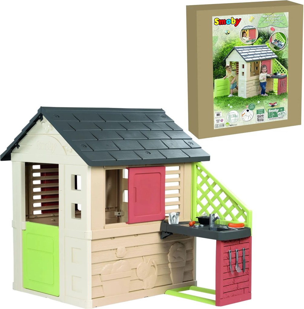 Smoby Life Nature Playhouse met keuken – Speelhuis – Voor kinderen vanaf 2 jaar – Inclusief accessoires