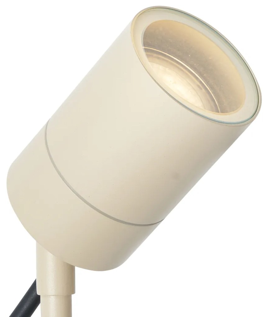 Buitenlamp Prikspot crème GU10 50mm verstelbaar IP44 incl. snoer en stekker - Solo Modern GU10 IP44 Buitenverlichting rond