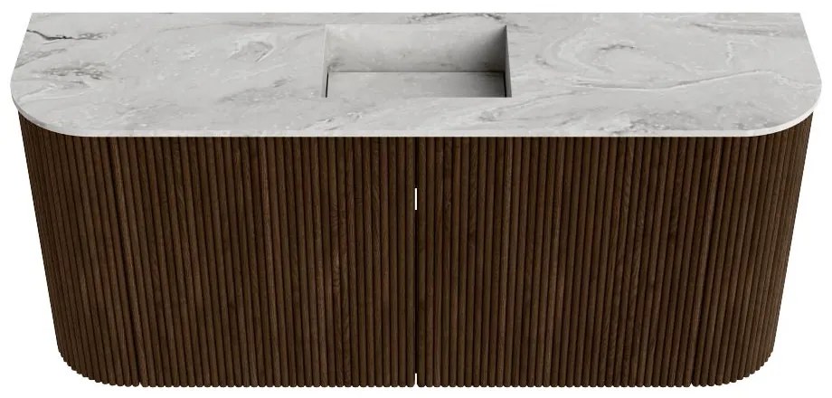 Mondiaz Joya DLux 95cm toiletmeubel ronding links/rechts walnut met wastafel faye midden zonder kraangat glace