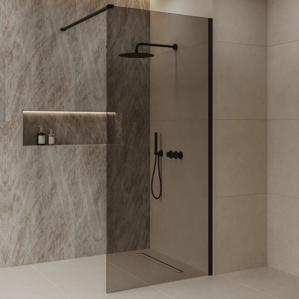 Best Design Dalis inloopdouche 80cm zwart met mokka glas