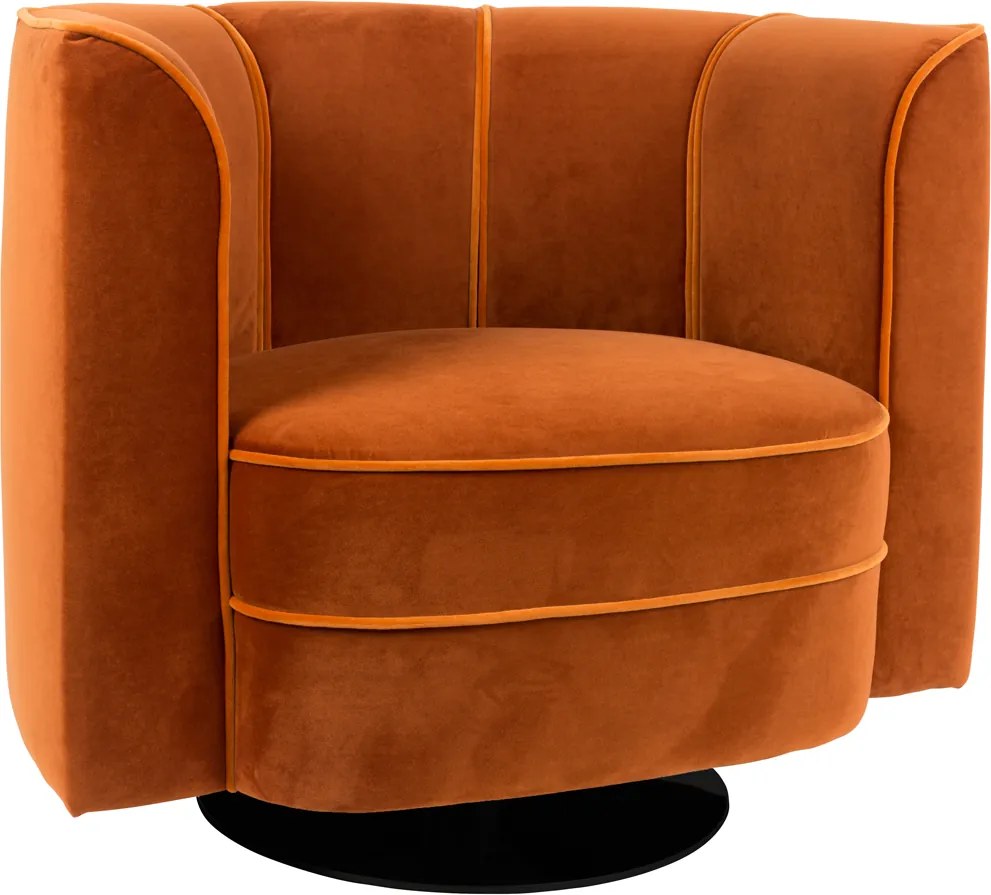 Dutchbone Flower Draaifauteuil Oranje Fluweel