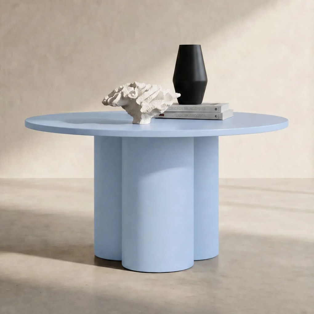 Salontafel Met Cilindervormige Poten Blauw - 80 X 80cm.