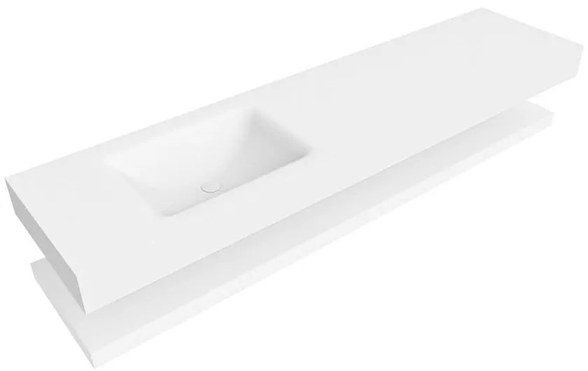 Zaro Alan badmeubel 190cm met planchet talc en vrijhangende wastafel cloud links zonder kraangat talc