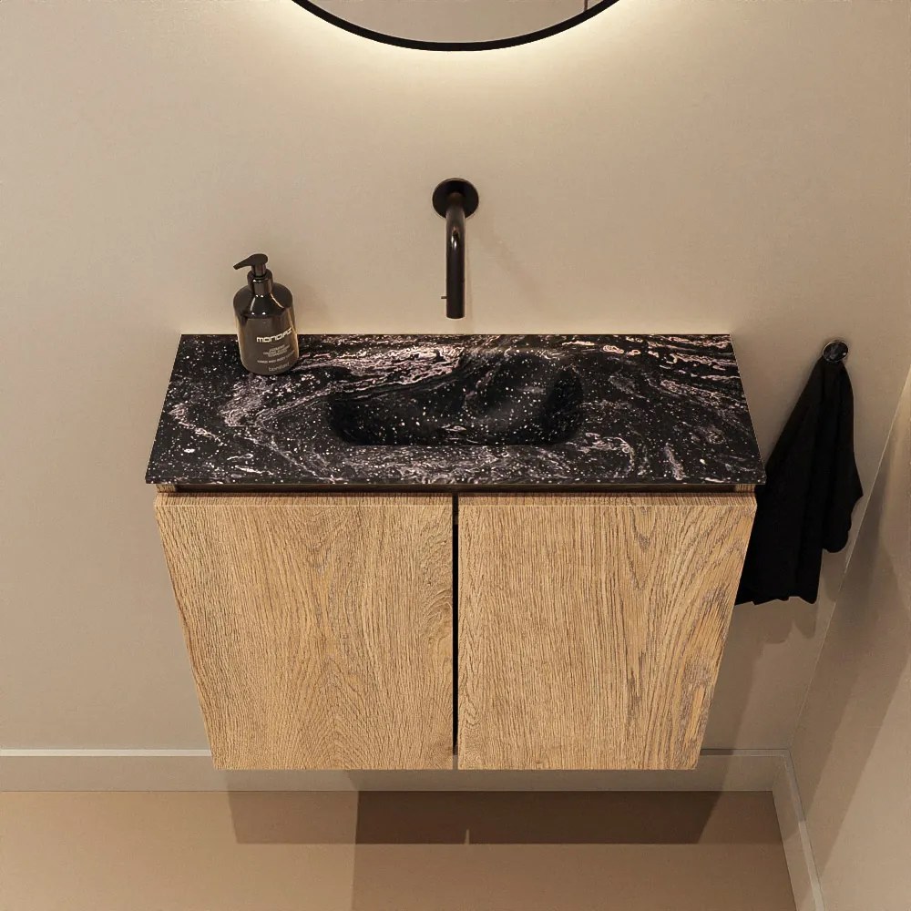 Mondiaz Ture DLux toiletmeubel 60cm washed oak met wastafel lava midden zonder kraangat