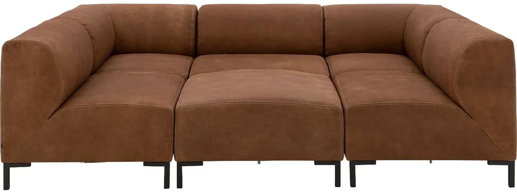 Goossens Excellent Hoekbank Marshall Met Hocker bruin, leer, 1,5-zits, urban industrieel