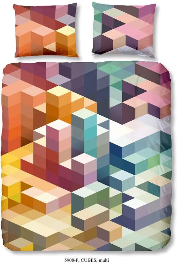 Good Morning dekbedovertrek Cubes - multikleur - 200x200/220 cm - Leen Bakker