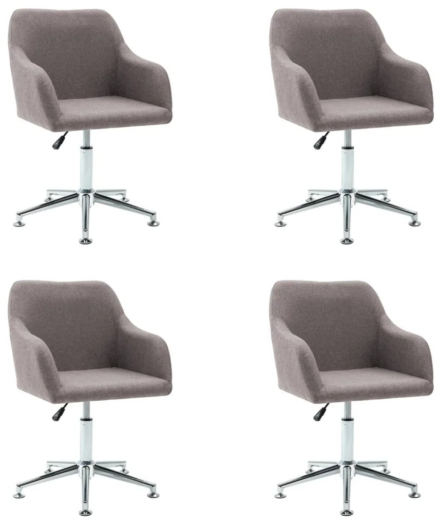 vidaXL Eetkamerstoelen draaibaar 4 st stof taupe