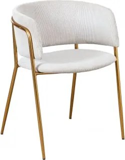 Nalon Gestoffeerde Eetkamerstoel Met Armleuningen Goud & Corduroy Beige – Crème & Corduroy - Sklum
