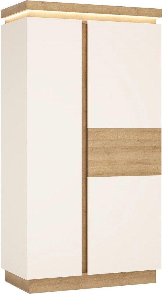 Kledingkast Feldeli 106, Riviera eiken, Glanzend wit, 199x103x56cm, 115 kg, Kledingkast deuren: Met scharnieren