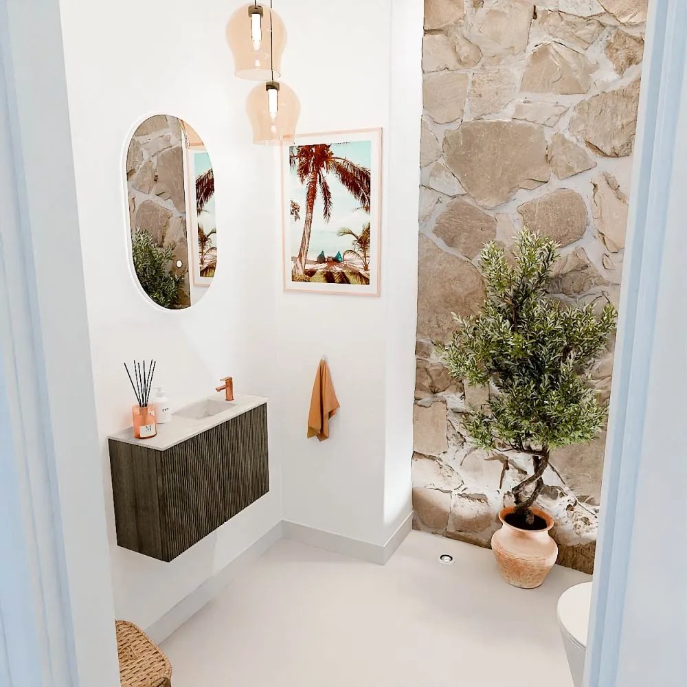 Mondiaz Joya DLux 60cm toiletmeubel shadow met wastafel faye rechts 1 kraangat ostra