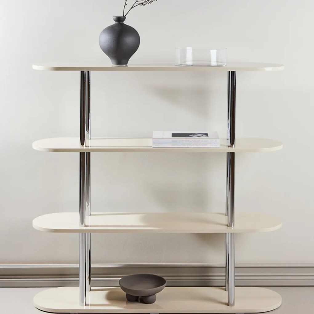 Retrokast Met Ronde En Zilvere Accenten - 120x30x116cm.
