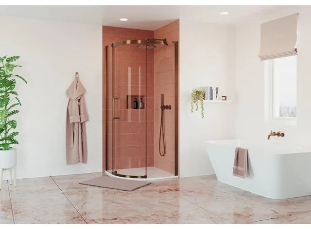 Crosswater Optix Offset Douchecabine - 120x90cm - kwartrond - deur links - brons geborsteld OXQSBZC12X9_L