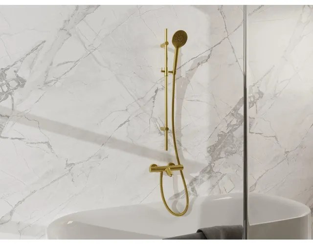 Fortifura Calvi Badkraan - met glijstangset - ronde handdouche - metalen doucheslang - geborsteld messing PVD (Goud) SW767490/SW799449/SW706206/SW720226
