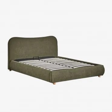 Bed Met Opklapbare Boxspring Winselet Stof Leger Groen & 160 X 200 Cm - Sklum
