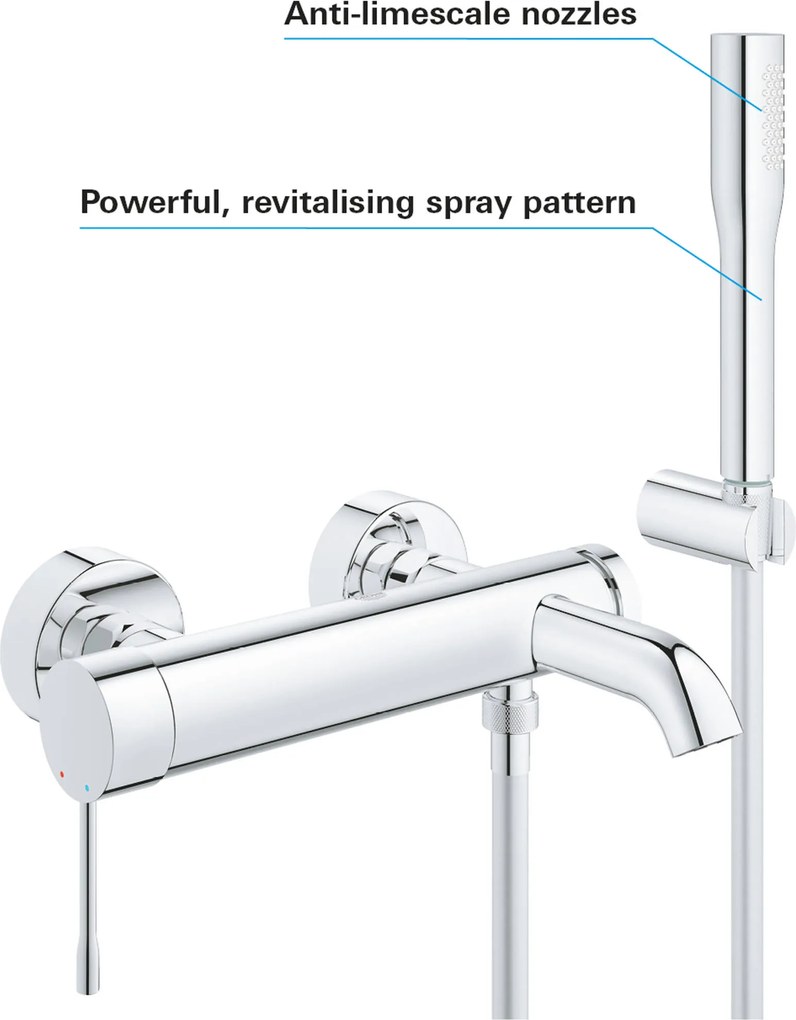 Grohe Essence New badmengkraan incl. handdouche met 1 straalsoort chroom