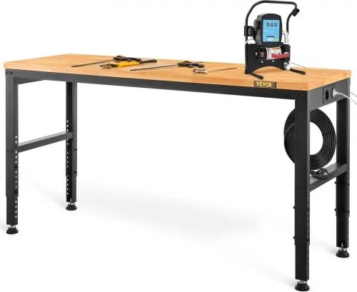 VEVOR In hoogte verstelbare werkbank 122 x 61 x 72 - 97 cm klemtafel, werktafel met draagvermogen van 900 kg, bruine opvouwbare gereedschapsbank van koudgewalst staal, multifunctionele werktafel voor werkplaats