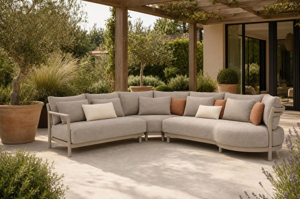Hoek loungeset 6 personen Aluminium Zand/Beige  4 Seasons Outdoor Mykonos