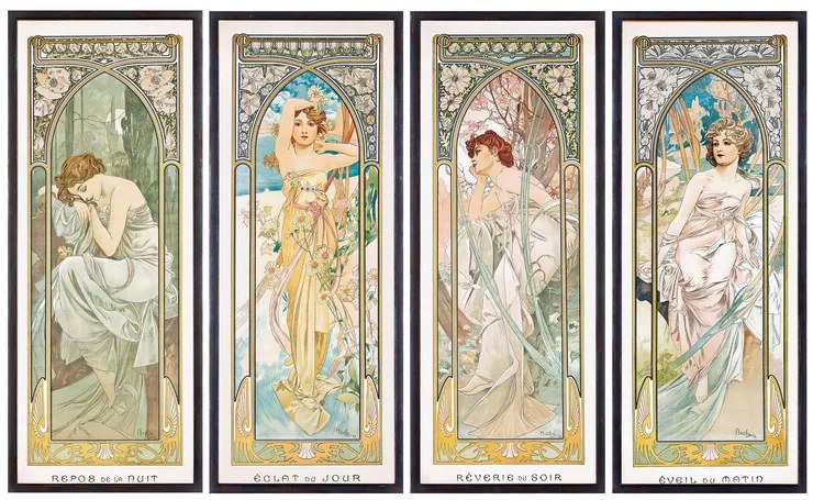 Kunstreproductie The Times of the Day (1899), Alfons Mucha