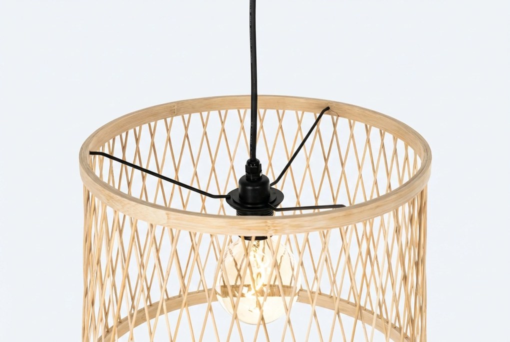 Landelijke Buiten Hanglamp Rotan -lichts - Calamus Staal Taupe
