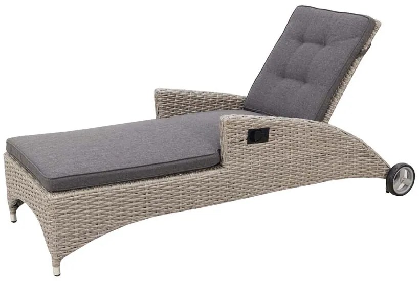 Wicker ligbed met wielen - Buffalo - white grey