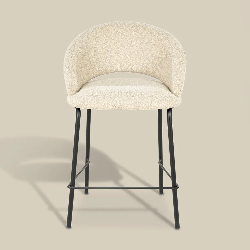 Barkruk Met Zwart Onderstel Beige
