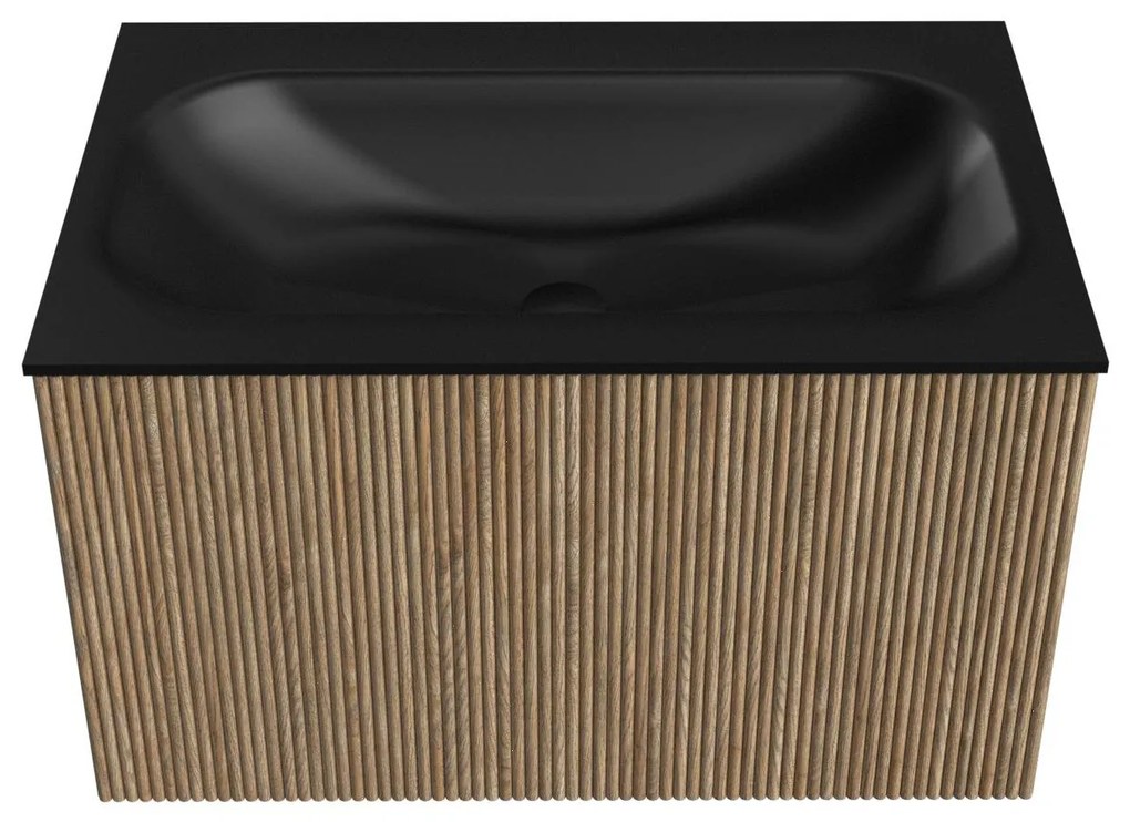 Mondiaz Kurve 70cm badmeubel dusk met 1 lade en wastafel big small midden zonder kraangat urban