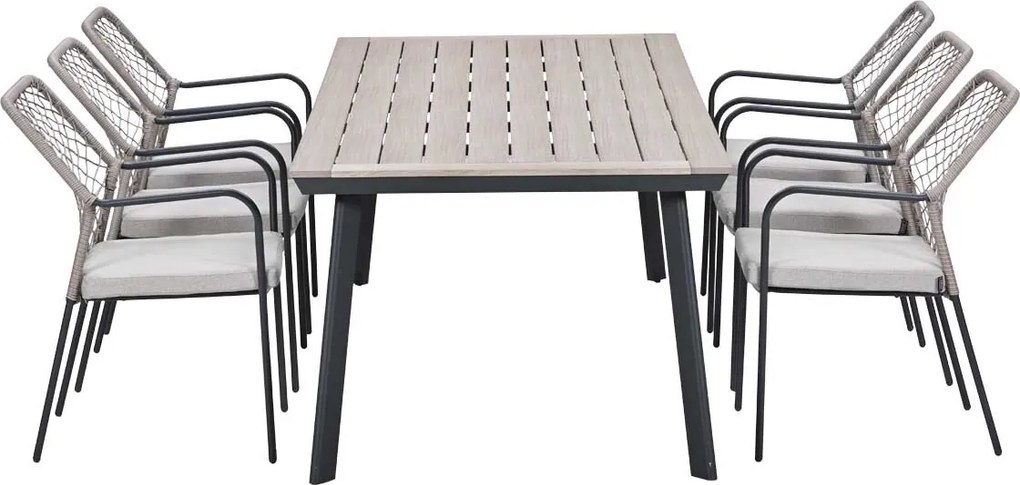Garden Impressions Ross tuinset sand 7-delig - Penedo tuintafel 230x100 cm