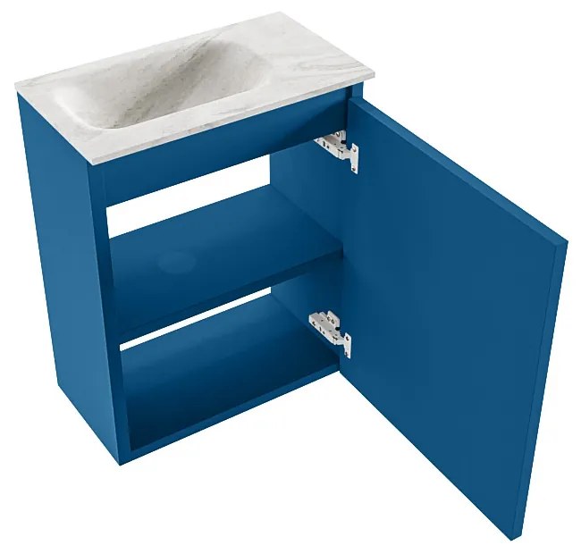 Mondiaz Ture DLux toiletmeubel 40cm jeans met wastafel ostra links met kraangat