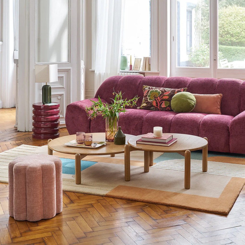 Ronde salontafel, eikenfineer, Coloquo