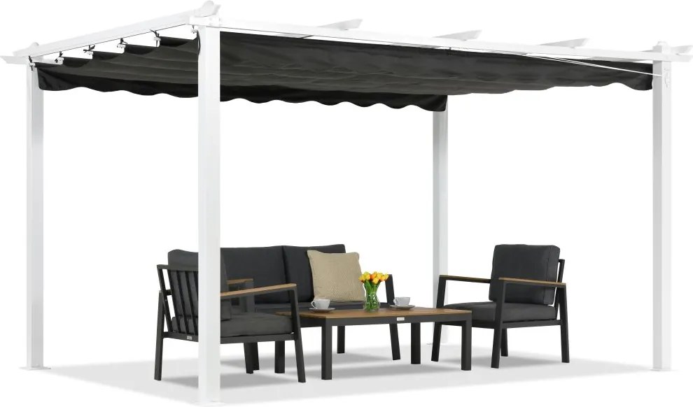 Barbados terraspergola 3x4 m Garden Point wit-antraciet